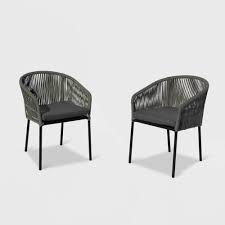 Osborne 2pk Aluminum Outdoor Dining Chairs Set With Cushions Black Courtyard Casual In 2020 Outdoor Dining Chairs Outdoor Dining Table Setting Outdoor Dining Table
