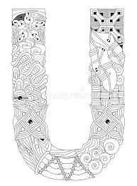 Dltk's educational activities for kids alphabet coloring pages: Letter U For Coloring Vector Decorative Zentangle Object Stock Vector Illustration Of Retro Modern 90800013
