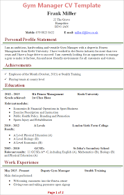 See cv personal statement/personal profile examples that will get jobs. Gym Manager Cv Template Tips And Download Cv Plaza