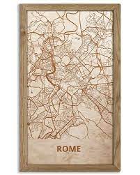 Rome City Map Wall Art Rome Engraved Wood Laser Map Wall Etsy Map Wall Art City Map Wall Art Rome City Map