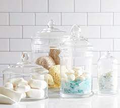 Shop for bathroom canisters online at target. Classic Glass Bathroom Canisters Pottery Barn