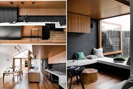 26 amazing black white wood kitchens design ideas thepinmag com contemporary kitchen modern minimalist. The Countertop In This Kitchen Continues On To Become A Desk Tv Stand And Window Seating
