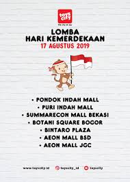 Contoh desain poster hari kemerdekaan indonesia dengan corak merah putih dihiasi bendera berkibar. Poster Activty Mei 2019 Bogor Toys City The City Of Joy