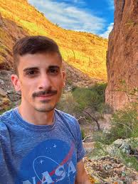 Mike with his hiking buddy Mark.