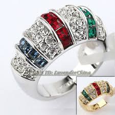 Details About A1 R120 Multi Coloured Simulated Gemstone Ring 18kgp Cz Rhinestonel Size K1 2 U