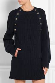 Chloe Chloe Oversized Wool Sweater Dress In Navy Blue Lyst
