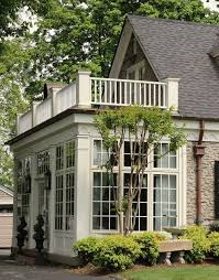 Sun Room At The End Of The House With Second Story Balcony Above House Exterior Architecture Beautiful Homes