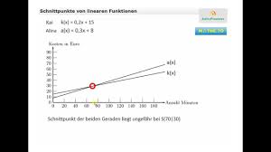 Bestimmung Der Schnittpunkte Zweier Linearer Funktionen Youtube