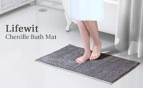 Shower mats can also include the rug many people place outside the shower to dry their feet. Lifewit Non Slip Bath Mat Microfibre Chenille Rug For Bathroom Grey 80 X 50 Cm Amazon De Kuche Haushalt