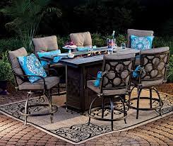 Wilson Fisher Stoneridge 7 Piece High Top Dining Set With Fire Pit Big Lots Big Lots Patio Furniture Patio Outdoor Patio Set