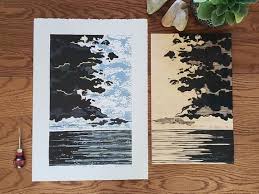 Dark Vs Light Original Woodcut Reduction Print Etsy Woodcut Relief Printing Prints