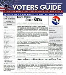 Houston Voters Guide English Nov 2020 League Of Women Voters Of Houston