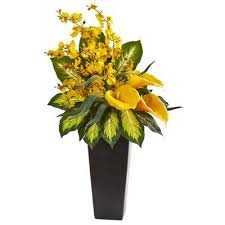 Here, you can find stylish faux flowers that cost less than you thought possible. Mercer41 Artificial Calla Lily And Orchid Mixed Floral Arrangement In Vase Wayfair Orchids Orchid Arrangements Memorial Flowers