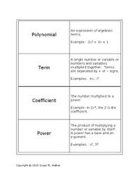 These Flashcards Were Created So That Students Can Learn The Definitions Of Some Basic Terms Concerning Polynomials The Stud Polynomials Flashcards Vocabulary
