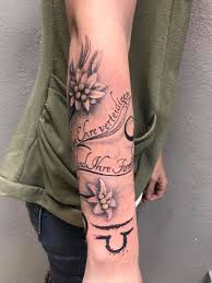 It can be memorable, reminding you about beloved ones or important life experiences, they can be about love, motivation or truths of life and god. Forearm Wrap German Quote And Flowers Om My God Tattoo Facebook