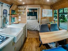 A Nyc Family Converted A Ford Shuttle Bus Into A Tiny Home On Wheels Called Buster To Visit Every National Park In North America Bus Living Bus Conversion Bus House