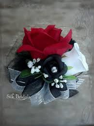 Silk bridal bouquets can be a great way for everyone to remember your special day forever. Wrist Corsage Wedding Bridal Flowers Red White Silk Roses Etsy Homecoming Flowers Bridal Flowers Prom Flowers