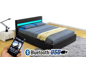Looking for a storage bed to accommodate your king size mattress? Ottoman Music Storage Bed Led Bluetooth Usb Leather Double King Size Aux In16 Colour Ledsbuilt In Speakers Black Double 4ft6 Buy Online In El Salvador At Elsalvador Desertcart Com Productid 183531481