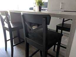 Ikea Ingolf Bar Stool With Backrest Brown Black Used 1 Year Selling All 4 Chairs Great Condition 9 10 Only Selling Because We Kitchen Slab Slab Table Table