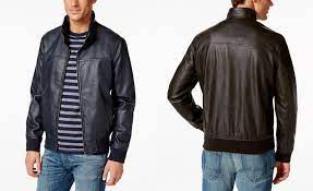 Tommy Hilfiger Faux Leather Stand Collar Bomber Jacket Mens Leather Jackets Slp Macy S Bomber Jacket Mens Leather Jacket Men Mens Jackets