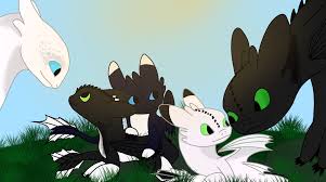 There are humans whose ship hangs the head of a dead white dragon. Toothless X Light Fury Family Httyd