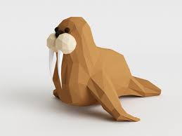 Walrus Walrus Low Poly Art Lion Sculpture
