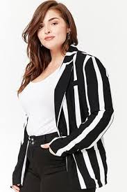 Black And White Striped Blazer Plus Size Plus Size Striped Blazer Plus Size Outfits Business Casual Outfits Plus Size Blazer