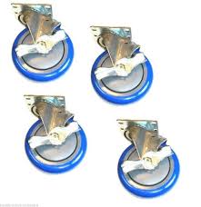 34 s water st, henderson, nv 89015. Set Of 4 Swivel Casters W Lite Blue 5 Polyurethane Wheels And Side Lock Brakes Ebay