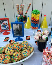Uno Party Candy Bar Candy Table Cake Pops First Birthday Party Themes 1st Boy Birthday First Birthday Parties