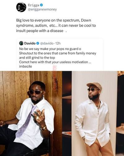 Davido and Erigga Fight Over Poverty and Family Money on X