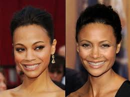 Black And White Celebrities That Look Alike 21 Celebrity Doppelgangers Zoe Saldana Celebrity Look Alike Thandie Newton