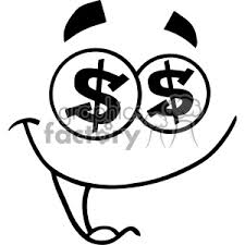 10908 Royalty Free Rf Clipart Black And White Cartoon Funny Face With Dollar Eyes And Smiling Expression Vector Illustration Clipart Commercial Use Gif Jpg Png Eps Svg Pdf Clipart 403573 Graphics Factory Polish your personal project or design with these dollar coin transparent png images, make it even more personalized and more attractive. 10908 royalty free rf clipart black and