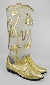 Vintage Zalo Womens Boots Under The Sea Golden Fish Leather And Mesh About Size 6 5 7 Or 7 5 149 00 Via Etsy Boots Womens Boots Vintage Boots
