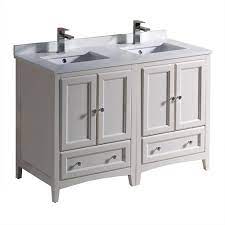 Fresca Oxford 48 In Double Vanity In Antique White With Quartz Stone Vanity Top Double Sink Bathroom Traditional Bathroom Cabinets Double Sink Bathroom Vanity