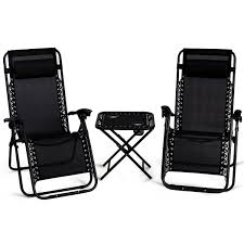 3 Pcs Folding Portable Zero Gravity Reclining Lounge Chairs Table In 2020 Zero Gravity Chair Patio Lounge Chair Outdoor Reclining Sun Lounger
