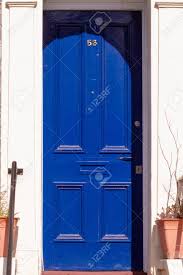 House Number 53 On A Royal Blue Wooden Front Door With Vertical.. Stock  Photo, Picture And Royalty Free Image. Image 147459162.