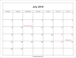 July 2018 Calendar Printable With Holidays Pdf And Jpg Printable Calendar Template Calendar Printables Free Printable Calendar