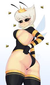 Rule 34 - Antennae Bee Bee Girl Black Eyes Black Legwear Crown Female  Female Honeybee 0u0 Queen Queen Bee Thighhighs White Hair Wings | 8587413
