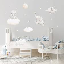 Fabric Wall Decal Flying Elephants Nursery Wall Decal Etsy