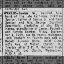 06 Sep 1969 George Sperber Death