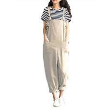 Womens Casual Loose Straps No Button Jumpsuit Dungaree Trousers Overalls