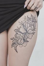 Black And White Floral Thigh Tattoo Sunflower Tattoo Shoulder Black And White Beautiful Peony Flower Thigh Tattoo Tattoos Pinterest Www Flower Thigh Tattoos Floral Thigh Tattoos Thigh Tattoo