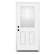 Therma Tru Benchmark Doors Half Lite Simulated Divided Light Right Hand Inswing Ready To Paint Fibergla Fiberglass Entry Doors Entry Doors Utility Room Designs