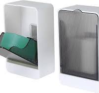 Bar Soap Holder Dish Shower 2 PCS Self Draining Soap Container with Lid,  Wall Mounted Soap Box Tray for Bathroom Bathtub Sink, Waterproof White, ...