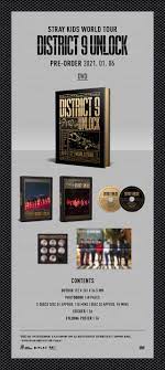 2ea disc(dvd cd)+148p photo book+1ea sticker+1ea folding poster(on pack) Gom Shop Minwo Stray Kids District 9 Unlock World Tour Facebook