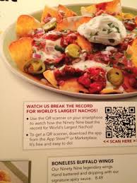 Qr Codes On A Restaurant Menu From Ninety Nine S Qrcode Menu Restaurant Eat Nachos