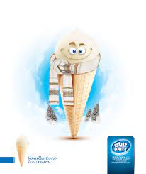 Daity Ice Cream Ads Vanilla Cone Ice Cream Brand Packaging Graphic Design Advertising Creative Posters