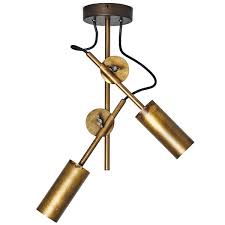 Cent mehrflammige strahlerleiste aus messing: Doppel Deckenstrahler Aus Rohem Messing Rohr Stab Spot 2 Casa Lumi