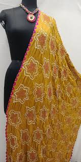 Gorgeous Gajji Silk Bandhani Dupatta With Contrast Bandhani Patters And Beautifully Colored Border Get It On 15 O Bandhani Dress Saree Designs Bandhani Saree