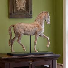 Ceramic Horse Statue Sculpture With Black Wood Stand Ships Free Horse Sculpture Horse Decor Sculpture
